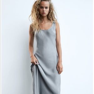 COPY - ZARA Pearl Grey Sleeveless Midi Camisole Dress
